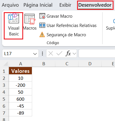 Código vba para remover valor negativo