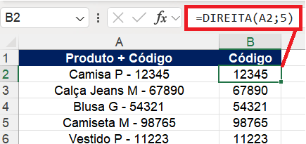 Como retirar números à DIREITA no Excel