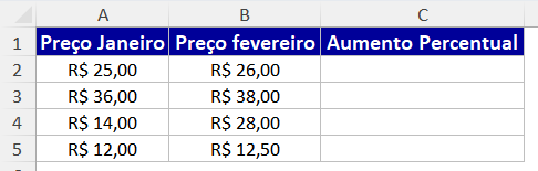 calcular aumento de porcentagem