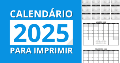 Modelo de Calendário 2025 Para Imprimir