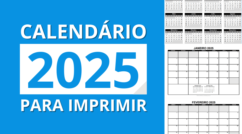 Modelo de Calendário 2025 Para Imprimir