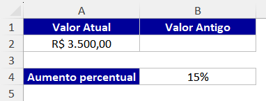 como calcular o valor antes do aumento percentual 