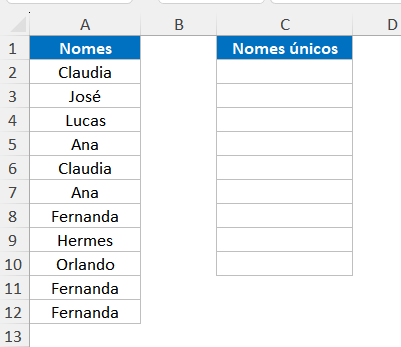 Função Único excel