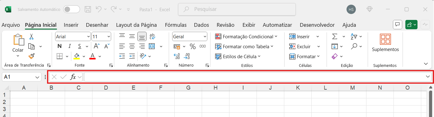Barra de fórmulas do Excel sumiu