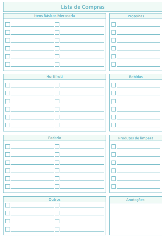 Modelo de lista de compras