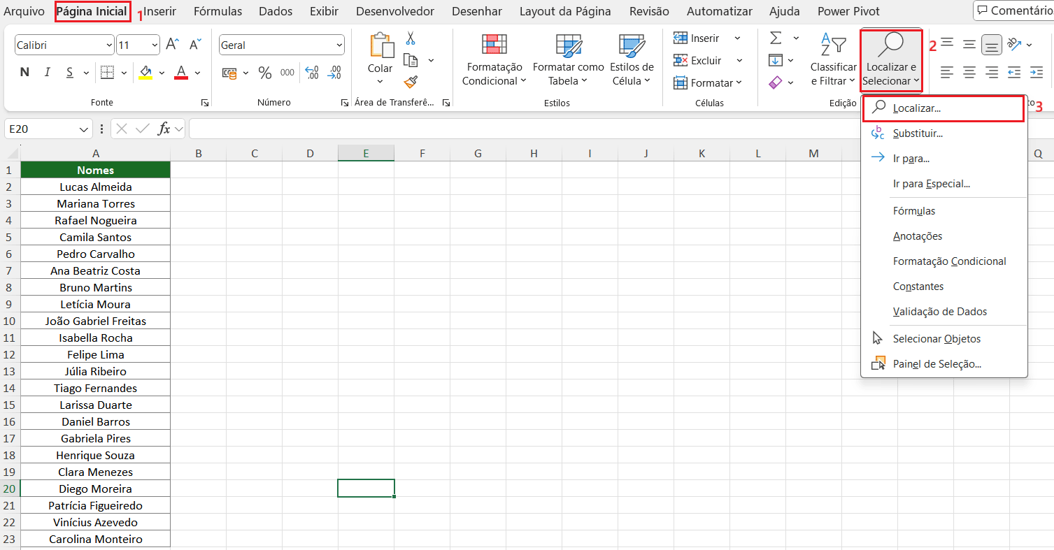 como pesquisar algo no excel