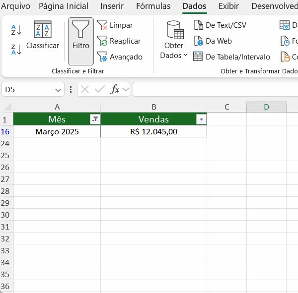 como remover filtro no excel