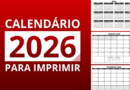 Modelos de Calendários 2026 para impressão
