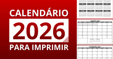 Modelos de Calendários 2026 para impressão