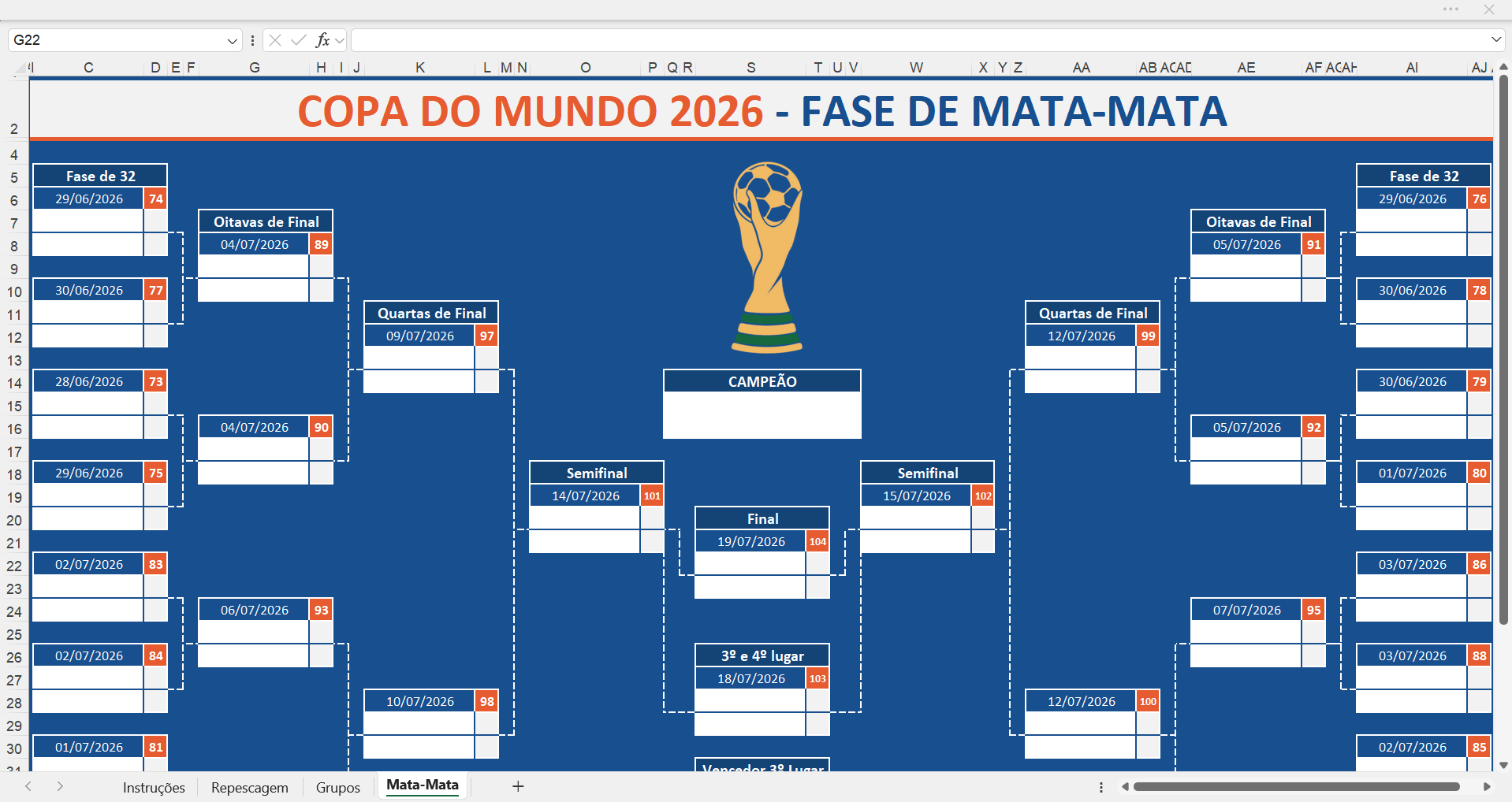 Tabela da Copa do Mundo 2026 - Mata-Mata tabela da copa 2026 mata-mata
