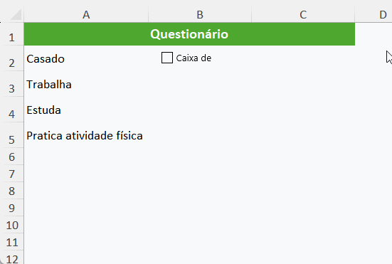 Botão de opção sim ou não no Excel