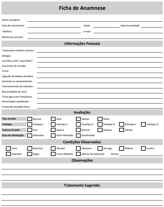 ficha de anamnese facial pdf grátis ficha de anamnese estética facial pdf