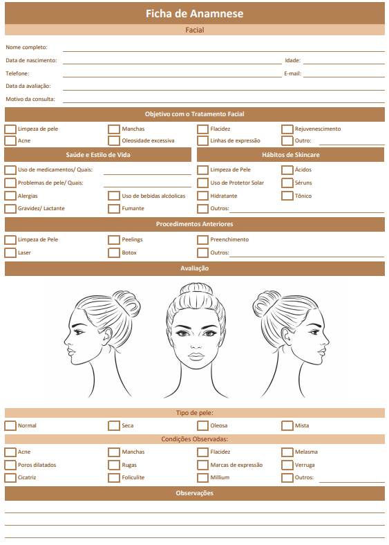 ficha de anamnese facial modelo de ficha de anamnese facial