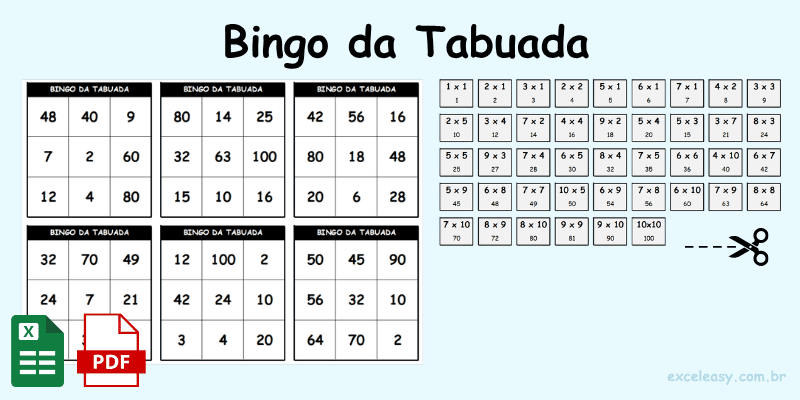bingo da tabuada para imprimir com cartelas e operações matemáticas