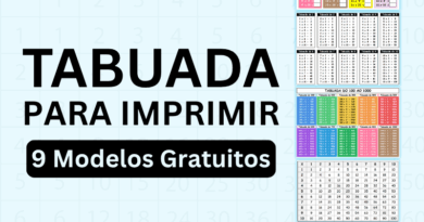 Modelos Grátis de Tabuada para Imprimir