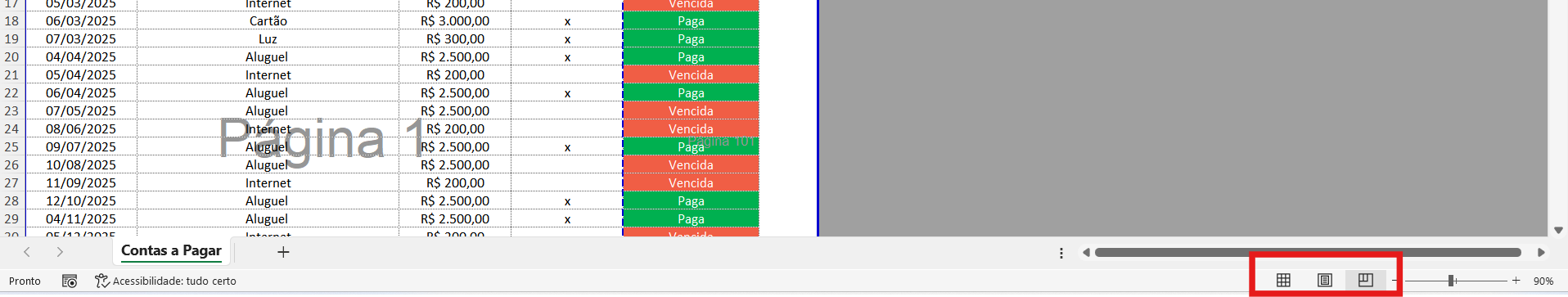 Como alterar modo de visualização do Excel Alterar modo de visualização do Excel