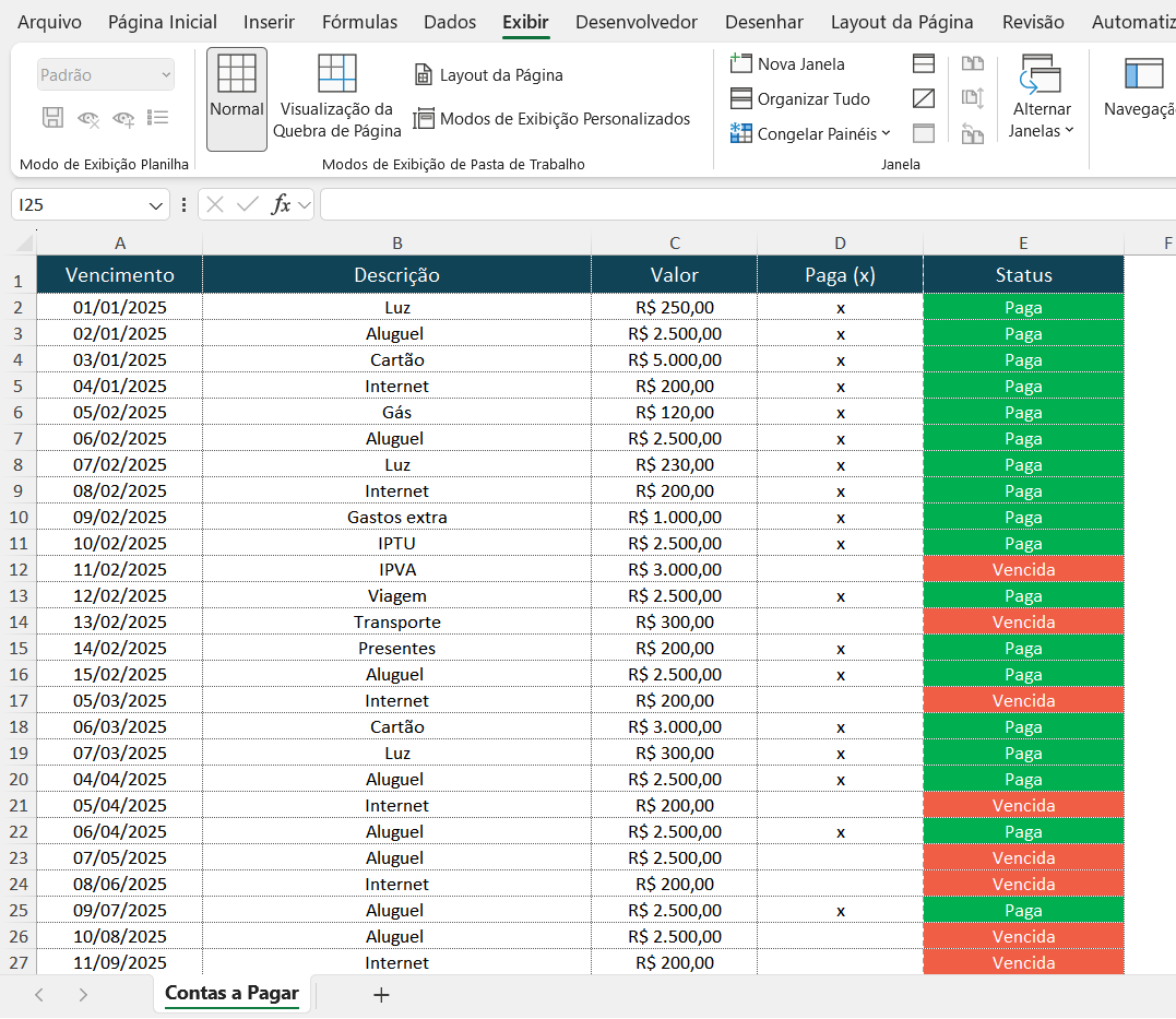 Visualização da planilha no Excel Visualizar página excel