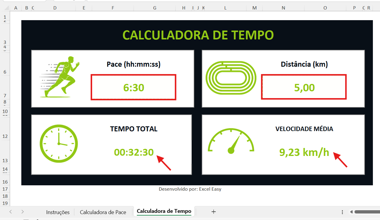 Planilha grátis para calcular pace Planilha para calcular pace