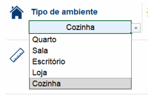 Seleção do tipo de ambiente na Calculadora de BTUs
