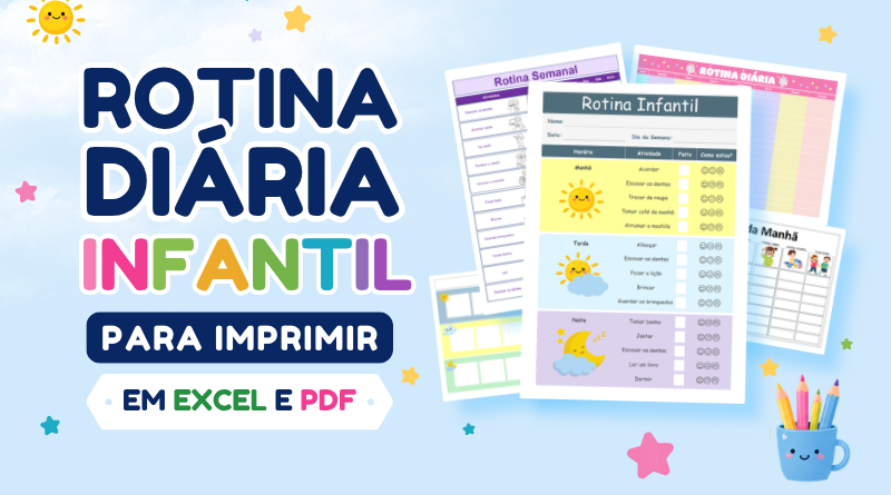Modelos de Rotina infantil diária para imprimir pdf gratis