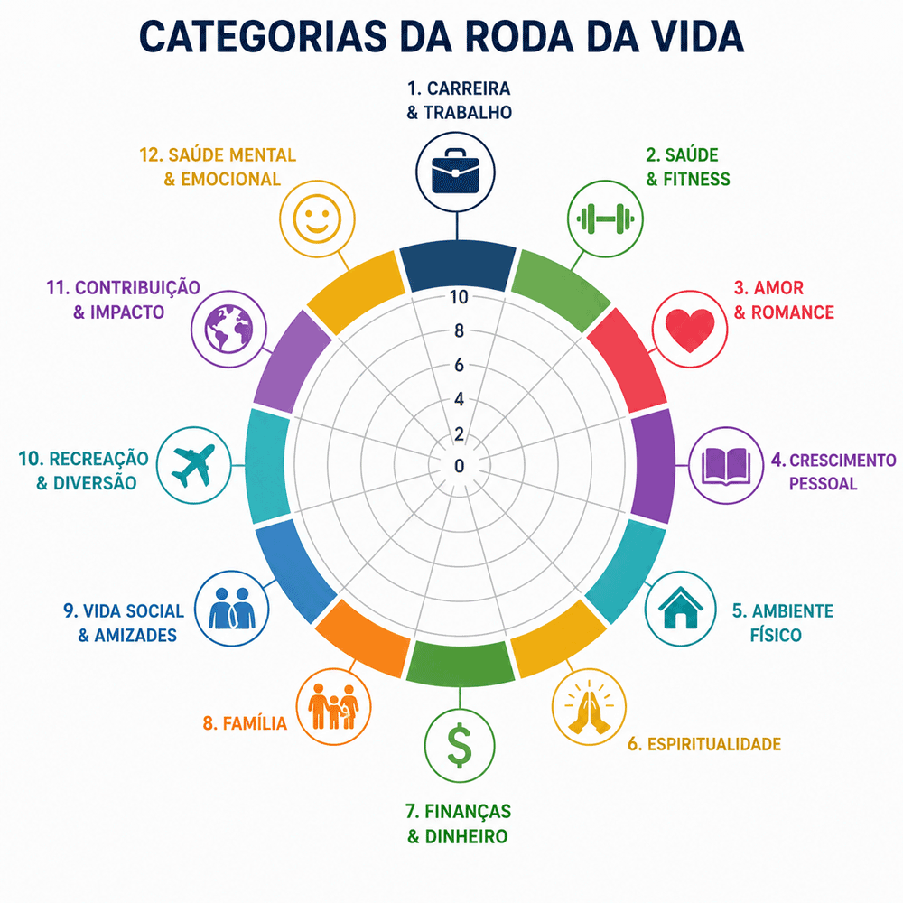 Quais são as categorias da Roda da Vida 