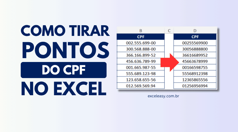 Aprenda como tirar os pontos do cpf no excel