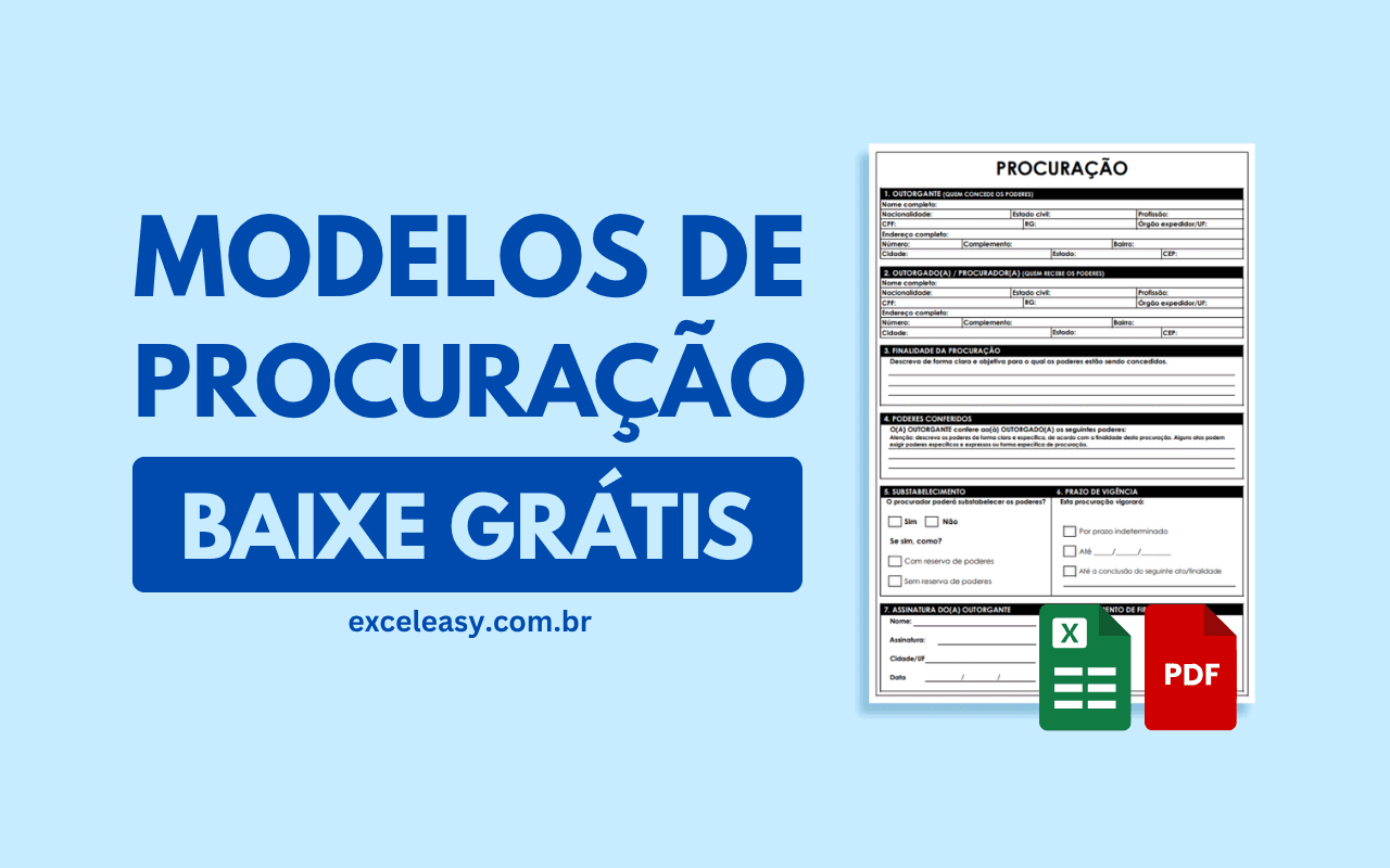 Modelo de Procuração para baixar, editar e usar