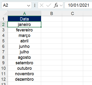 mudar o formato de uma data no Excel
