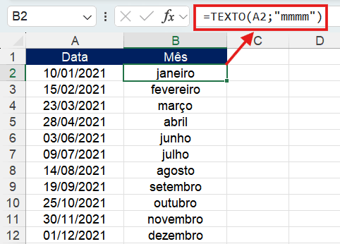Usar a função TEXTO com datas no Excel