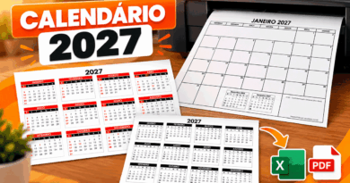 Modelos de Calendário 2027 para Imprimir em Excel e PDF